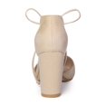thumbnail image 3 of BLISSFUL STEP Escarpins Habillés à Talons Blocs Hauts pour Femmes à Bout Pointu avec Bride à la Cheville Beige 6,5, 3 of 8