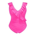 thumbnail image 4 of KIHOUT Women's Tummy Control Swimsuits Slimming Ruffled Collar One Piece Bathing Suit V Neck Swimwear for Beach Pool Party, 4 of 5