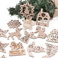 thumbnail image 1 of 10Pcs Hollow Out  Tree Snowman Christmas Wooden Pendants Hanging Ornament, 1 of 9
