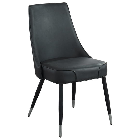 Set of 2 Mid-Century Faux Leather & Metal Side Chair in Vintage Grey