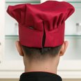 thumbnail image 3 of Toque de Chef Adulte Ajustable Élastique pour Boulanger Cuisine Cuisson Casquette de Chef (Rouge Foncé), 3 of 5