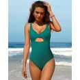 thumbnail image 3 of Charmo Womens Ribbed One Piece Swimsuits High Cut Padded Monokini Bathing Suit, 3 of 6