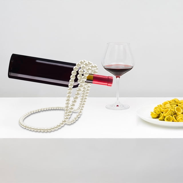 EGNMCR Room Decor Artificial Pearl Necklace Floating Wine Rack, Suspended Red Wine Rack, Home Desktop Decoration, Style Decoration,Wine Bottle Stand For Bar And Home Necklace Floating Wine Rack