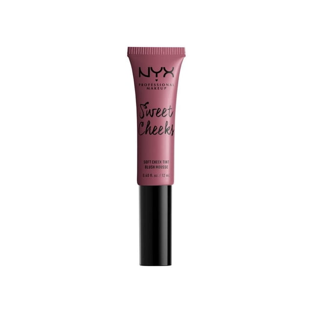 NYX Professional Makeup Sweet Cheeks Soft Cheek Tint in a mauve-pink 12 ml tube with black cap and printed black text, featuring a lightweight, buildable cream formula ideal for natural cheek tint and vegan makeup routines.