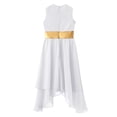 thumbnail image 4 of Raenseen Robe de Danse Sans Manches Métallique pour Filles, Ourlet Irrégulier, Blanc 8, 4 of 5