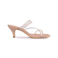 thumbnail image 3 of BLISSFUL STEP Women's Slide Sandal Rhinestone Strappy Square Toe Kitten Heel Slide Sandals Nude 5.5, 3 of 7