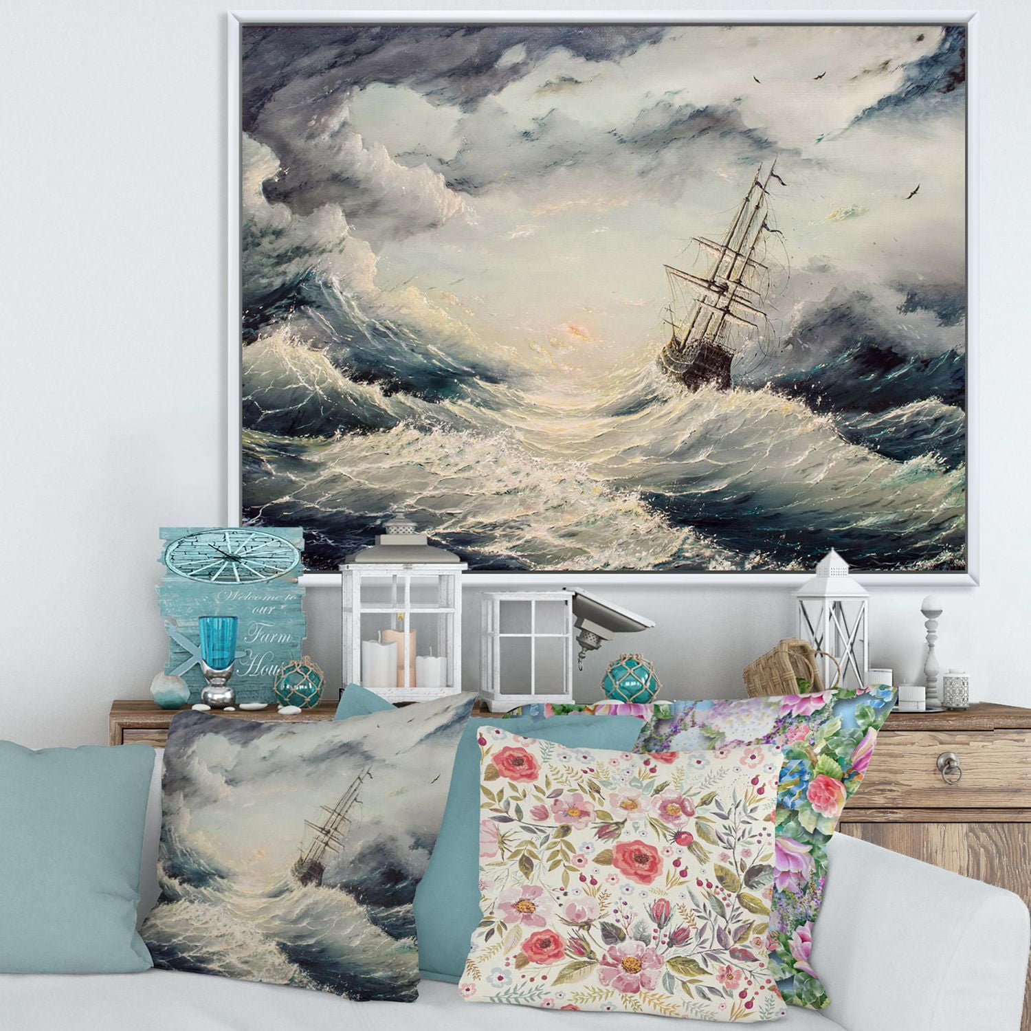 Designart Lutte avec les éléments ART MURAL À CADRE FLOTTÉ