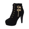 thumbnail image 2 of LSLJS High Bottines à Talons Hauts pour Femmes, Bottes Rétro à Fermeture Éclair Chaudes Unies pour Femmes Heel à Bout Rond, Bottines et Bottillons pour Femmes, 2 of 5