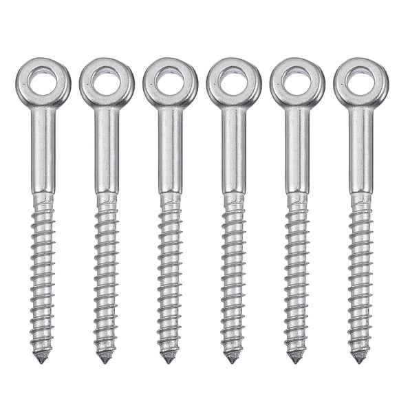 6Pcs Heavy Duty Eye Hooks Bolts Self Tapping Eyelet Screws for Indoor and Outdoor Use