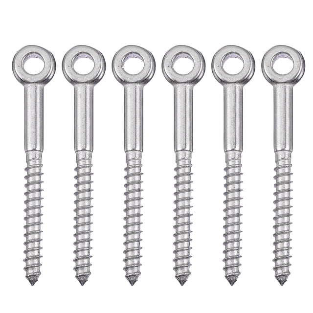 SHISUYAN 6Pcs Stainless Steel Eye Screws Heavy Duty Eye Screws Thread Eye Bolts