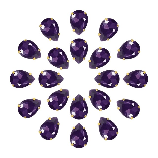 Unique Bargains 20Pack Teardrop Sew on Rhinestone - 18x13mm Glass Teardrop Crystal Rhinestones in Gold Prong Setting (Dark Purple)