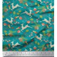 thumbnail image 1 of Soimoi Rayon Fabric Leaves & Reindeer Animal Decor Fabric Printed Yard 42 Inch Wide, 1 of 3