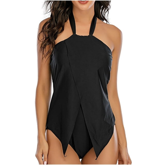 Maillots de Bain une Pièce pour Femmes, Licou, Contrôle du Ventre, Maillot de Bain avec Ourlet de Couverture, Monokini