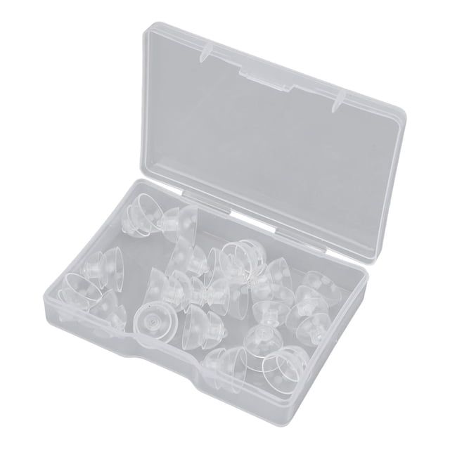20 Pcs Dômes Fermés à double Couche de 10 mm par Domqga, Conçus pour Améliorer l'Ouïe et Réduire les Interférences de Bruit. l'Ensemble Comprend 20 Dômes Fermés en Plastique à Haute Transparence, une Tige de ventilation, une Brosse de Nettoyage et une Boîte de Rangement. les Dômes Sont Antistatiques, Faciles à Nettoyer et Convenant à une Utilisation à Long Terme. Présentés dans une Boîte de Rangement en Plastique Transparente avec les Dômes Bien Arrangés.