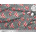 thumbnail image 2 of Soimoi Gray Moss Georgette Fabric Leaves & Ranunculus Floral Decor Fabric Printed Yard 42 Inch Wide, 2 of 3