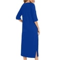 thumbnail image 5 of Erwazi Robe pour Femmes à Fermeture Éclair devant, Manches 3/4, Longue Robe de Chambre avec Poches, Tenue de Détente, 5 of 5