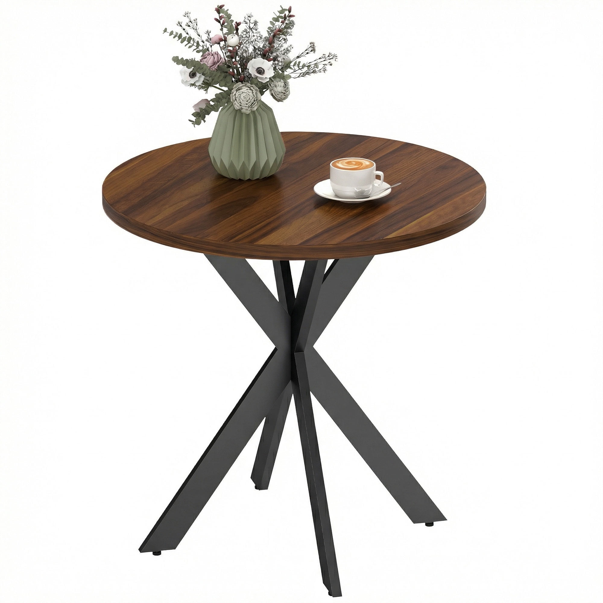 HOMCOM 29.5" Round Kitchen Table, Dining Table for Small Spaces Walnut