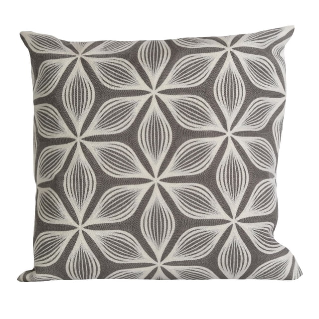 Gouchee Home Coussin Ida 18 Pouces x 18 Pouces Ensemble de 2 avec Toile de Coton Grise Semblable au Taupe et Broderie Géométrique Florale Blanche. Ces Coussins Décoratifs Carrés Comportent une Fermeture Éclair invisible pour un Retrait Facile des Coquillages et un Rembourrage en polyester, Convenant à une Décoration Intérieure Polyvalente et Sont Souvent Utilisés comme Coussins de Sol.