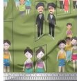 thumbnail image 3 of Soimoi Green polyester Crepe Fabric Mirror Theme Human Figure Print Fabric by Yard 42 Inch Wide, 3 of 5