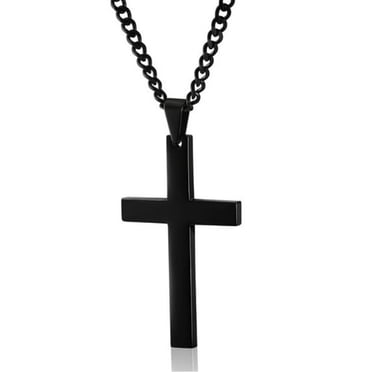 XZNGL Cadeaux pour Hommes Collier Croix Hommes Mode Unisexe Hommes Collier Pendentif Croix Noir Chaîne Cadeau Bijoux