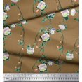 thumbnail image 3 of Soimoi Rayon Fabric Leaves & Peony Floral Decor Fabric Printed Yard 42 Inch Wide, 3 of 5