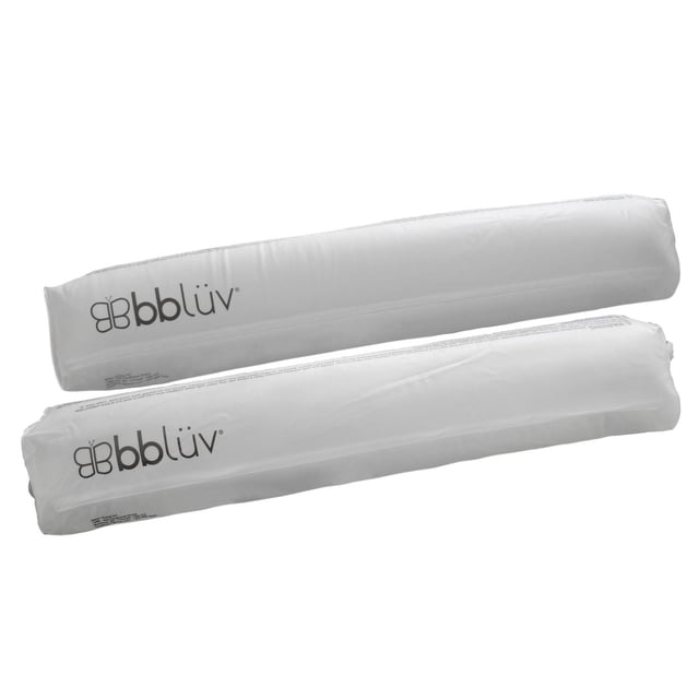Bbluv - Bosses - Barrières de Lit Gonflables, Ensemble de Deux Barrières de Lit Gonflables Blanches pour Tout-Petits avec logo Bbluv Noir, Conçues pour s'Adapter à Toute Taille de Lit avec des Bandes Antidérapantes pour un placement Sécurisé, Légères et Compactes pour des Déplacements Faciles et la Sécurité des Tout-Petits.