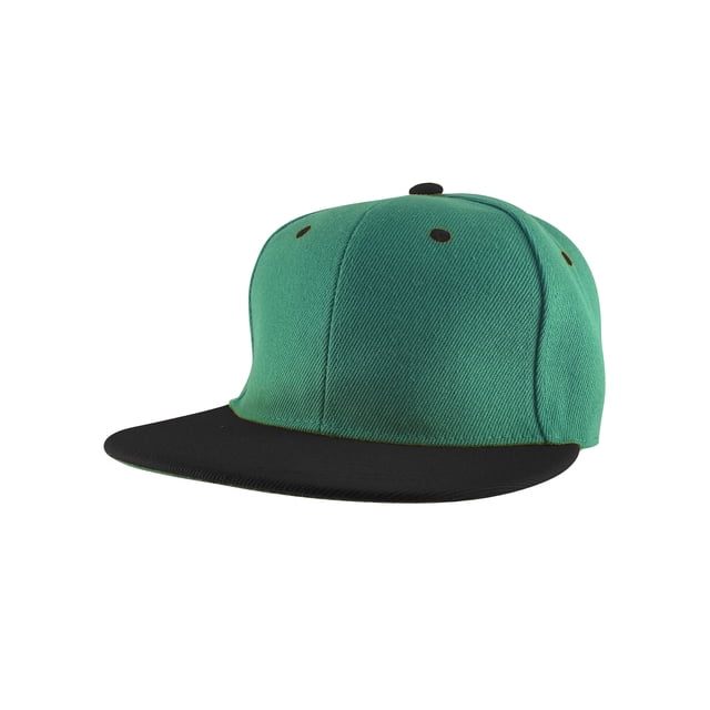 Top Headwear Casquette à Visière Plate Ajustable à Bouton-Pression - Vert Kelly/noir
