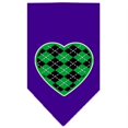 thumbnail image 1 of Argyle Heart Green Screen Print Bandana Purple Large, 1 of 1
