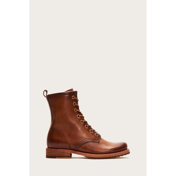 Frye Women VERONICA COMBAT CARAMEL/ANTIQUE PULL UP SHORT BOOT