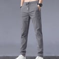 thumbnail image 1 of DPTALR Pantalon Long Classique Décontracté d'Été pour Homme, Coupe Ajustée, Uni, 1 of 3