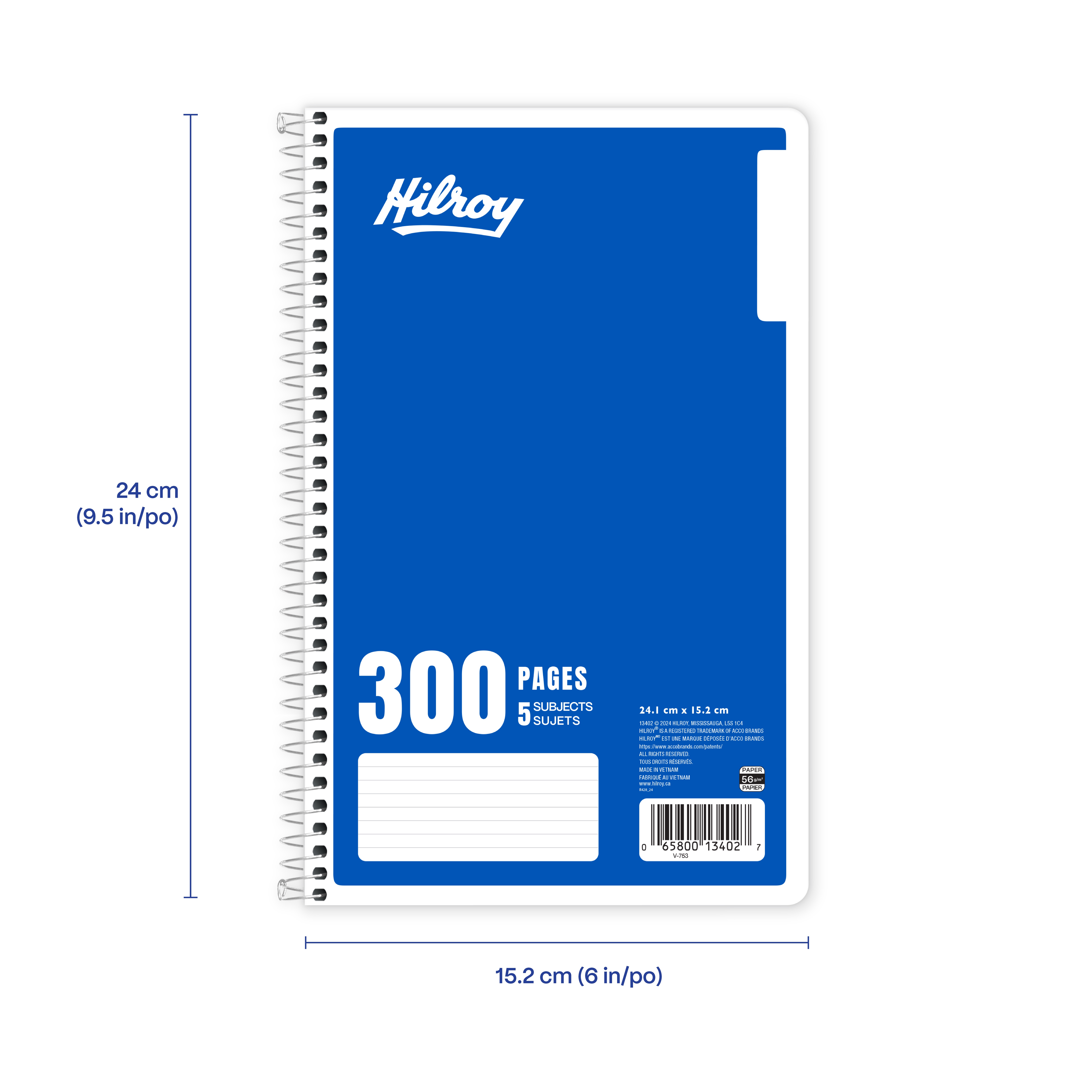 Hilroy® Cahier 5 sujets 300 pages, bleu foncé