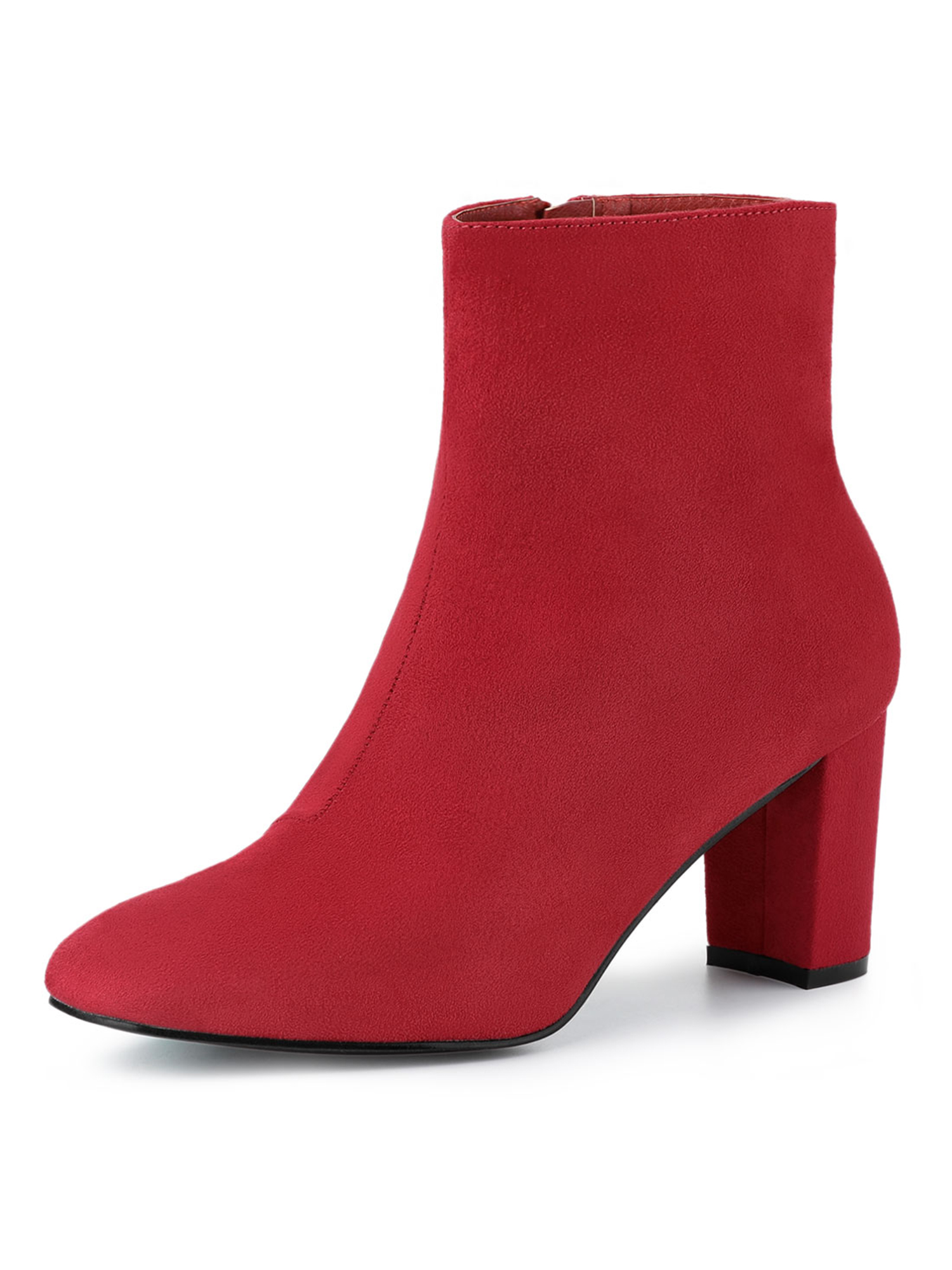 Unique Bargains Women's Zipper Chunky Heel Ankle Boots
