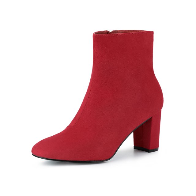 Unique Bargains Bottines à Talon Épais à Fermeture Éclair pour Femmes
