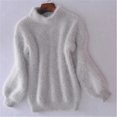 thumbnail image 3 of GDREDA Women's Cropped Turtleneck Sweater Lantern Sleeve Ribbed Knit Pullover Sweater Jumper Grey,One Size, 3 of 3