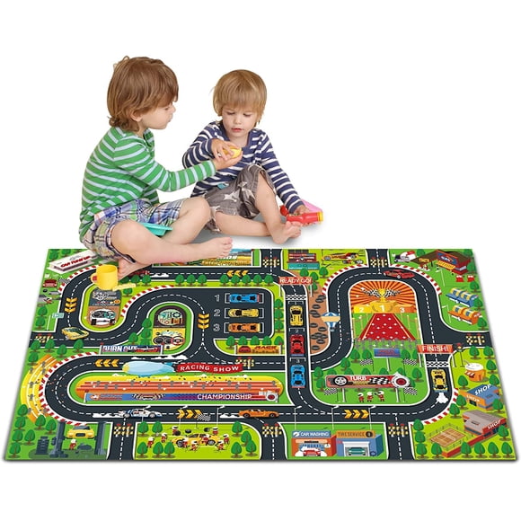 Oriate Kids Toy Dream Mat Racetrack Activity Playmat, Ideal Fun Carpet Racing Map for Bedroom Playroom, 47" X 31" Pretend Play Rug Safely Have Fun, Great for Playing with Car Toys 552-R