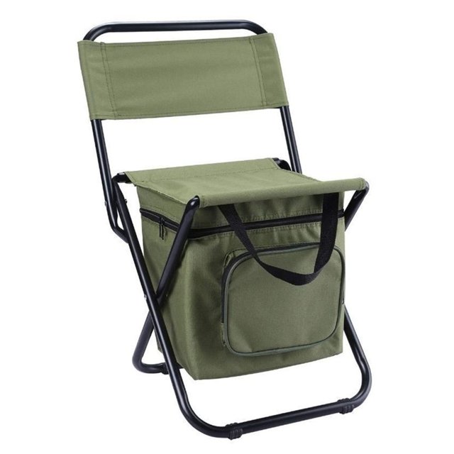 Fishing Chair with Cooler Bag Compact Fishing Stool Foldable Camping Chair