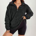 thumbnail image 2 of Yuyuzo Womens Fuzzy Fleece Sweatshirts Plus Size Half Zip Long Sleeve Oversized Pullover Tops, 2 of 5