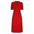 thumbnail image 4 of LOVZFMLL Robe d'Été pour Femme Grande Taille2025 Décontractée à Manches Courtes Taille Empire Coupe Ample Évasée Plissée Maxi Robe T-Shirt Rouge 3TG, 4 of 6