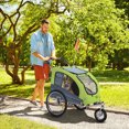 thumbnail image 2 of Aosom Dog Bike Trailer 2-In-1 w/ Suspension, Hitch, Storage Pockets, Green, 2 of 10