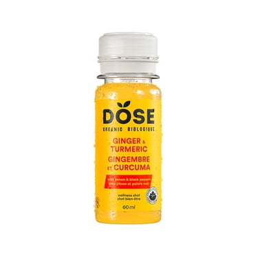 DOSE Organic Ginger and Turmeric shot, 60 mL