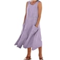thumbnail image 1 of Timegard Robes d'Été pour Femmes Col Rond Ajusté Sans Manches Léger Décontracté Ample Robe avec Poches, 1 of 6