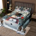 thumbnail image 2 of Xmas Snowman Bedspread Set Cute Rabbit Coverlet Set,Merry Christmas Quilt Set King,Xmas Snowflake Quilted Cartoon Christmas Decorations, 2 of 5