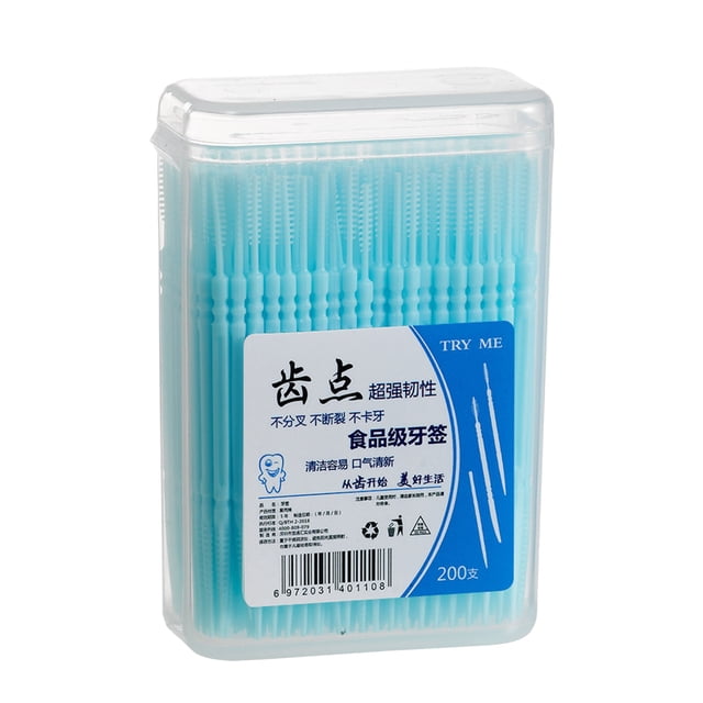 RYRDWP 200Pcs Double-Head Toothpicks, Disposable Plastic Toothpicks For Teeth Cleaning, Interdental Brushes Oral Care DentalPicks