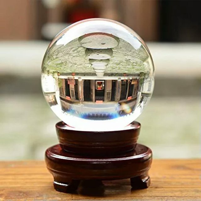 HOOUN LONGWIN 100MM Clear Crystal Ball Divination Glass Sphere Photo Prop Free Stand