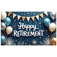 thumbnail image 1 of Decorative Design Happy Retirement Celebration Banner Colorful Balloons Star Decoration Gold Glitter Banner for Retirement Party Indoor Celebration Event, 1 of 4