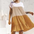 thumbnail image 3 of Bigersell Robe Midi d'Été Liquidation Femme Col Rond Manches Courtes Longueur Genou Robe Soleil Style Robe D-5 Robes Chemise Dames Robes d'Été Régulières, Jaune TTG, 3 of 6