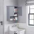 thumbnail image 2 of Yaheetech Armoire Murale à 4 Niveaux avec Tablette pour Salon, Gris Foncé, 2 of 9