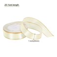 thumbnail image 2 of Unique Bargains 1 Inch 25 Yard Wide Satin Ribbon with Gold Edges Grosgrain Fabric Ribbon for Gift Wrapping, Cream White, 2 of 7