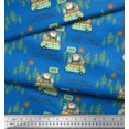 thumbnail image 2 of Soimoi Moss Georgette Fabric Rabbit,Van & Suitcase Travel Print Sewing Fabric Yard 42 Inch Wide, 2 of 3