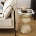 thumbnail image 3 of Bouclair Beige Side Table with Glass Top, 3 of 6